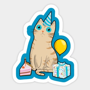 Intense Gaze Birthday Cat Sticker